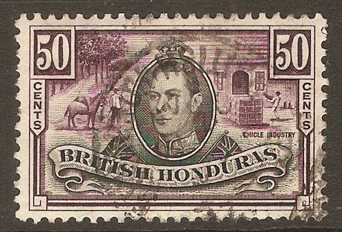 British Honduras 1938 50c Black and purple. SG158.